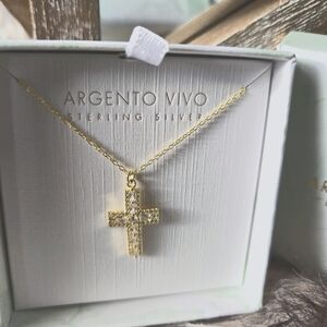 Argento Vivo Cross Pendant Gold